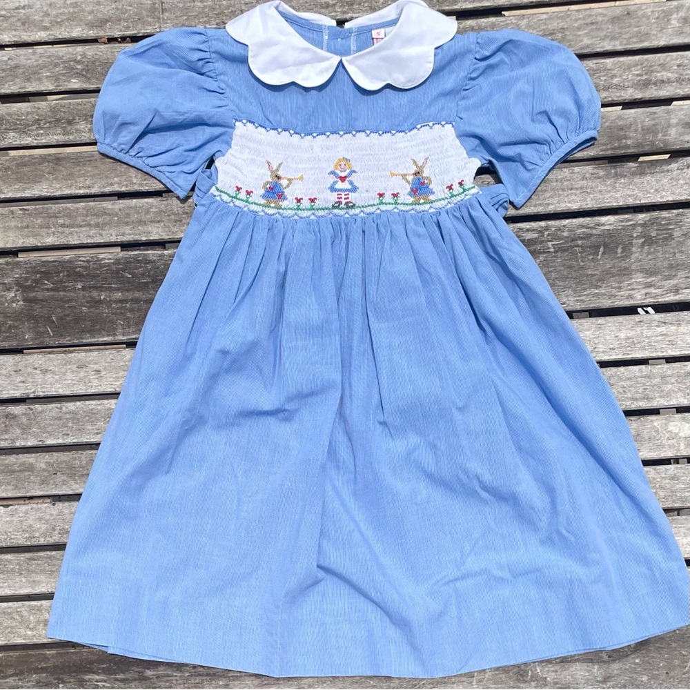 5 Alice in Wonderland w/ Embroidered Smocked Dress Smocking Embroidery
